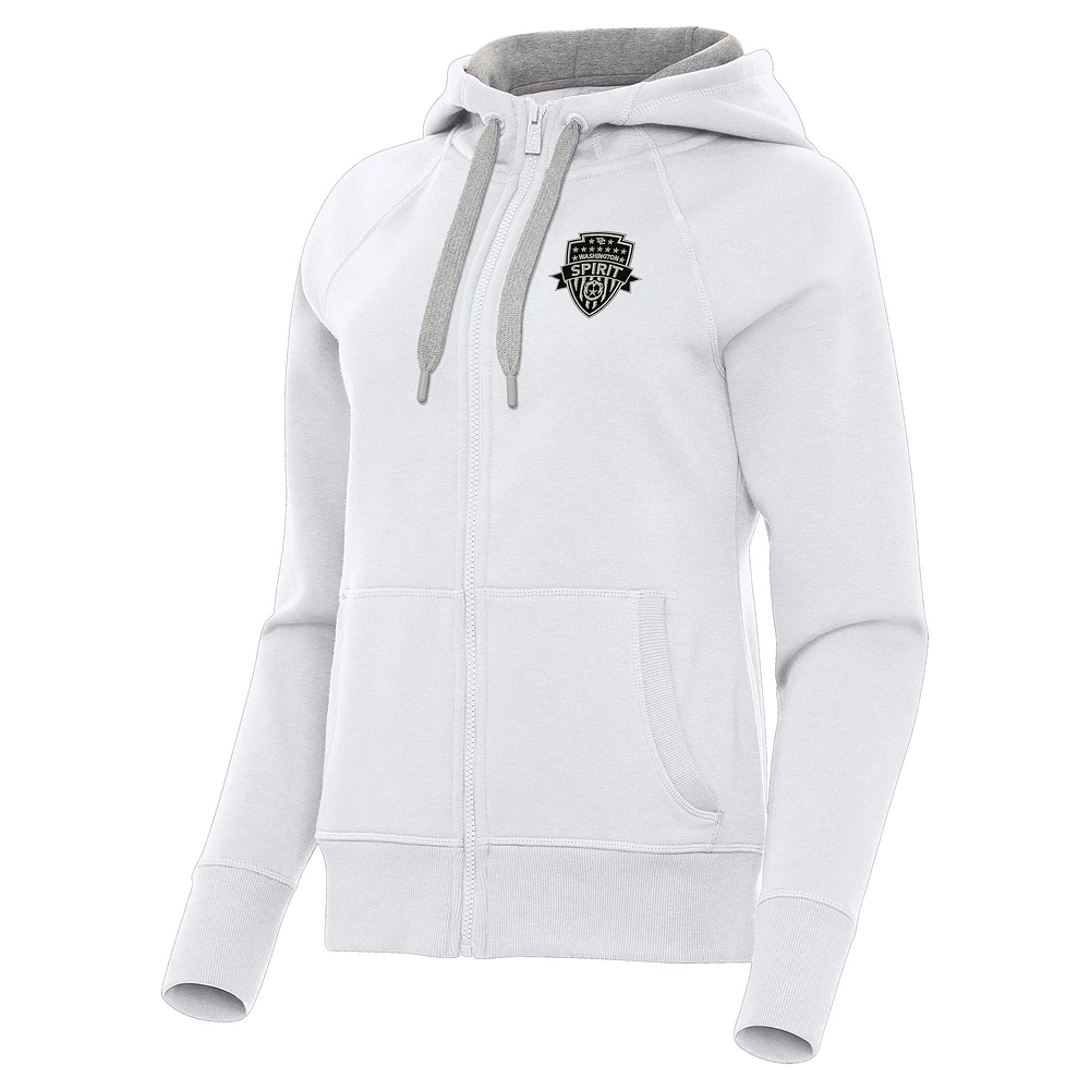 Women's Antigua White Washington Spirit Victory Full-Zip Hoodie