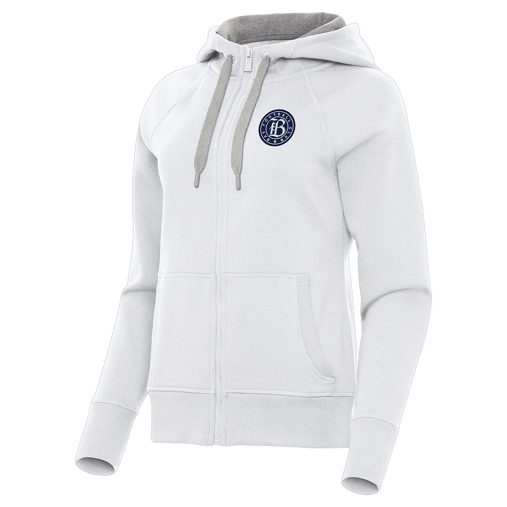 Women's Antigua White Bay FC Victory Full-Zip Hoodie