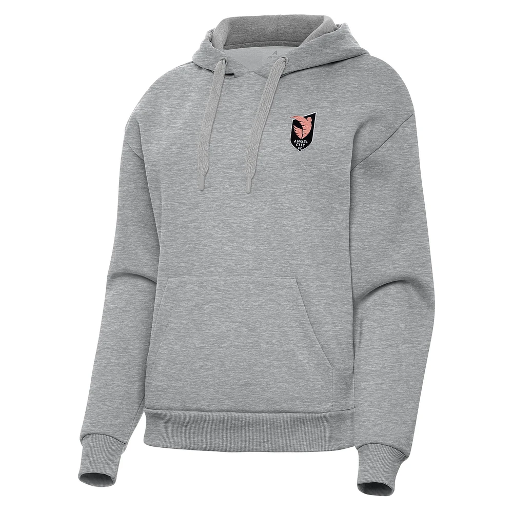 Women's Antigua Heather Gray Angel City FC Victory Pullover Hoodie
