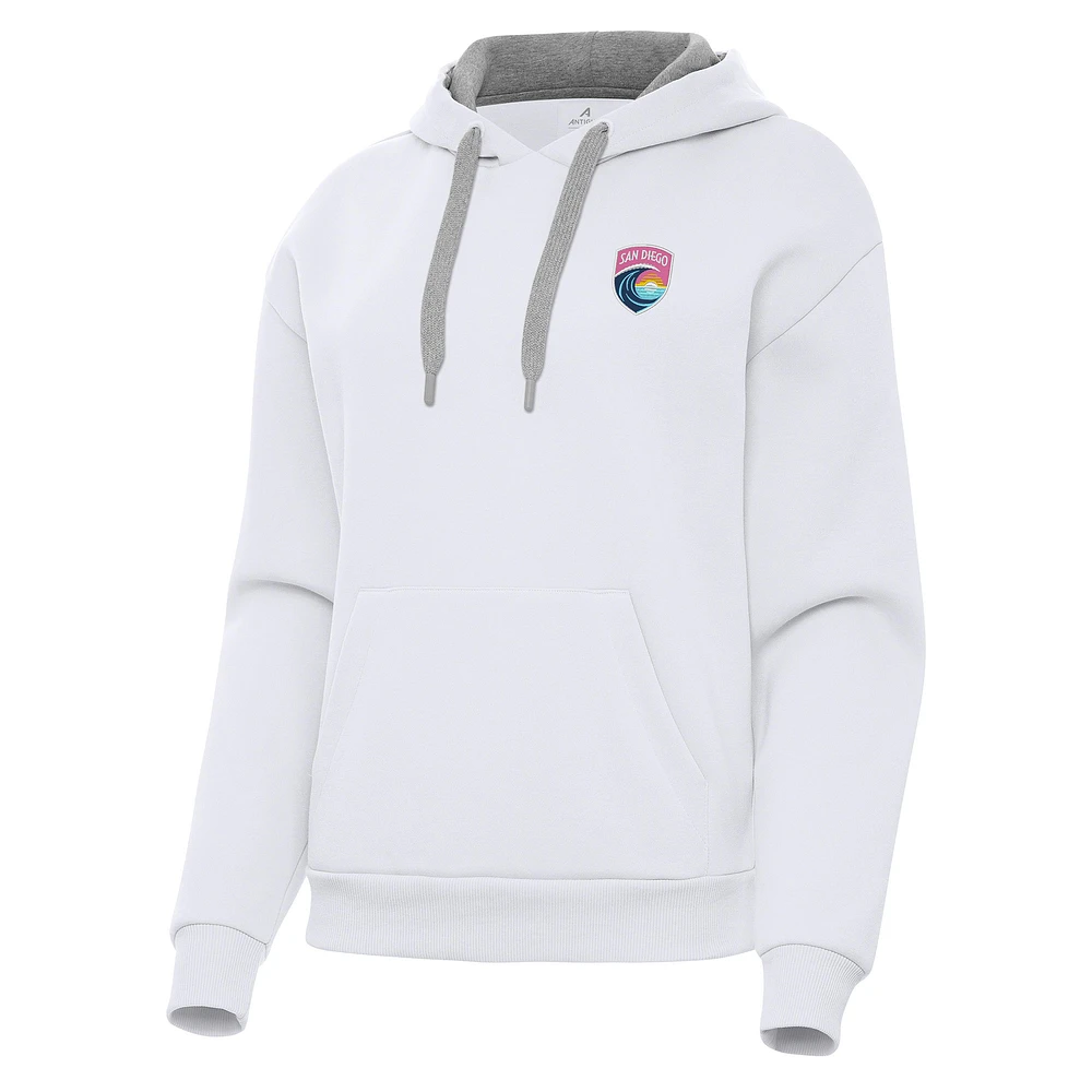 Women's Antigua White San Diego Wave FC Victory Pullover Hoodie