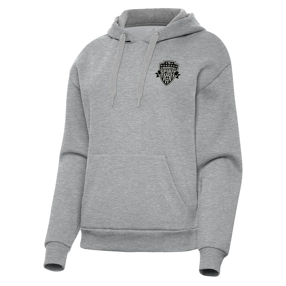 Women's Antigua Heather Gray Washington Spirit Victory Pullover Hoodie