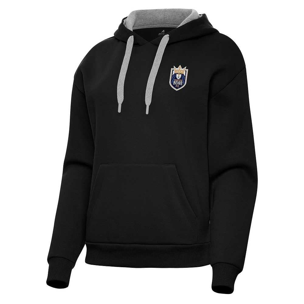 Women's Antigua Black Seattle Reign FC Victory Pullover Hoodie