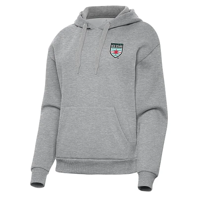 Women's Antigua Heather Gray Chicago Red Stars Victory Pullover Hoodie