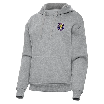 Women's Antigua Heather Gray Utah Royals Victory Pullover Hoodie