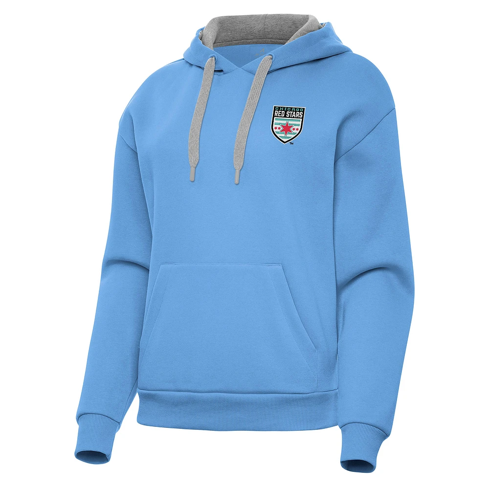 Women's Antigua Light Blue Chicago Red Stars Victory Pullover Hoodie
