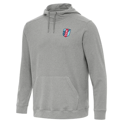 Men's Antigua Heather Gray Kansas City Current Cloud Pullover Hoodie
