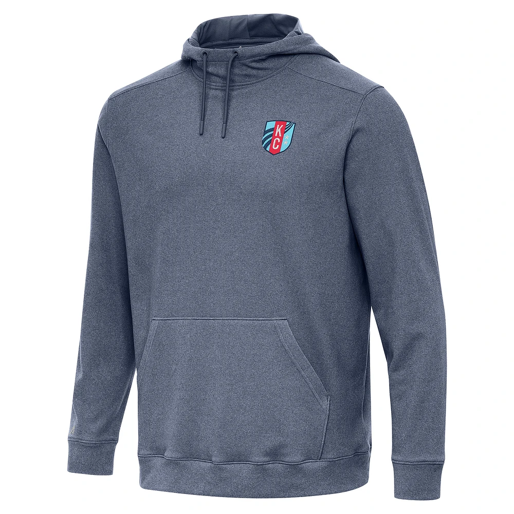 Men's Antigua Heather Navy Kansas City Current Cloud Pullover Hoodie