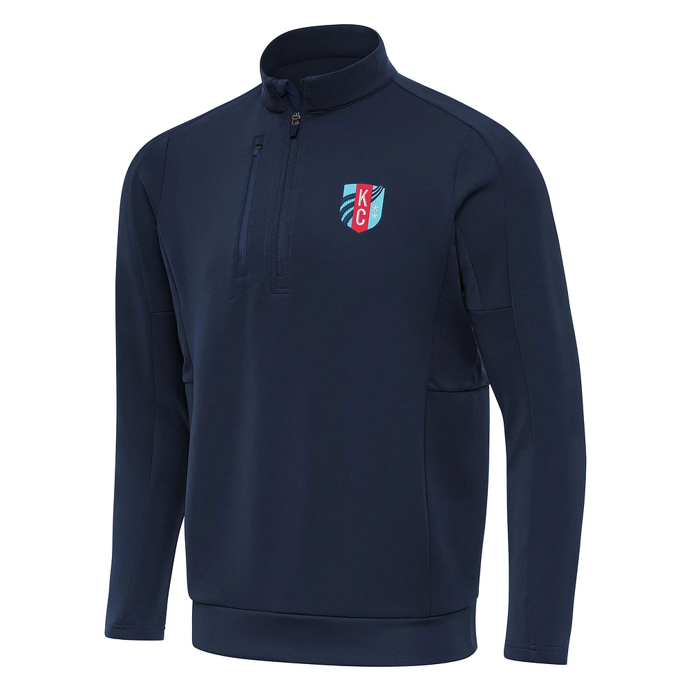 Men's Antigua Navy Kansas City Current Generation Quarter-Zip Pullover Jacket