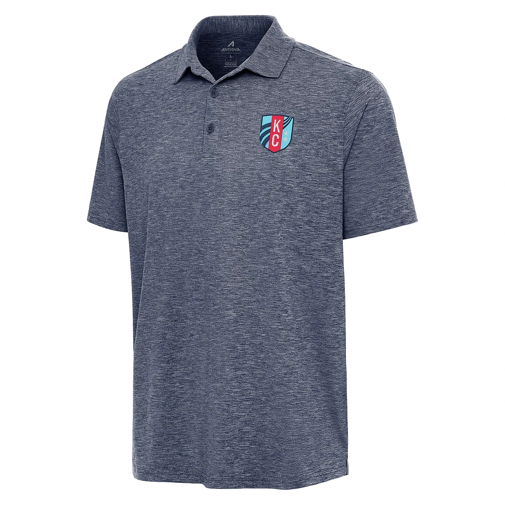 Men's Antigua Heather Navy Kansas City Current Par 3 Polo