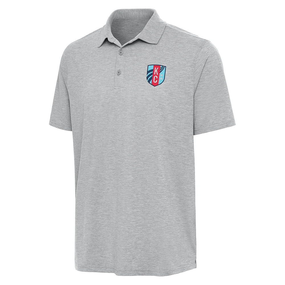 Men's Antigua Heather Gray Kansas City Current Par 3 Polo