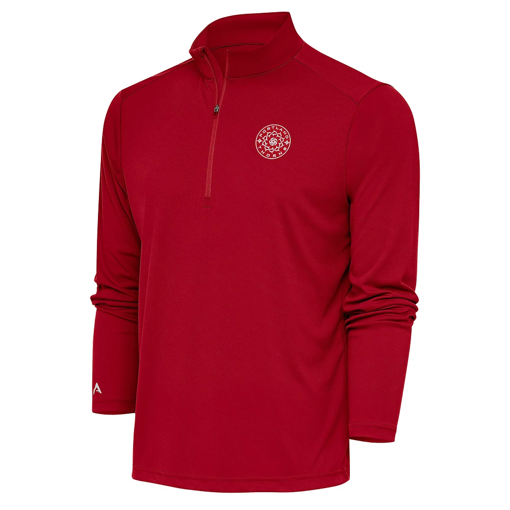 Men's Antigua Red Portland Thorns FC Tribute Quarter-Zip Pullover Top