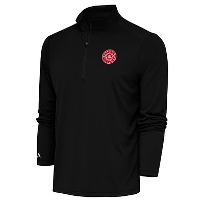 Men's Antigua Black Portland Thorns FC Tribute Quarter-Zip Pullover Top