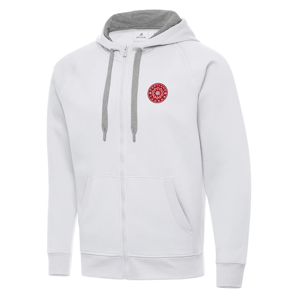 Men's Antigua White Portland Thorns FC Victory Full-Zip Hoodie