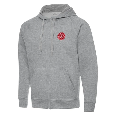 Men's Antigua Heather Gray Portland Thorns FC Victory Full-Zip Hoodie