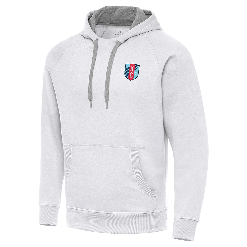 Men's Antigua White Kansas City Current Victory Raglan Pullover Hoodie