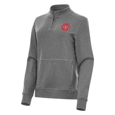 Women's Antigua Heather Black Portland Thorns FC Crush Quarter-Zip Fleece Sweatshirt