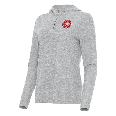 Women's Antigua Heather Gray Portland Thorns FC Daybreak Quarter-Zip Hoodie