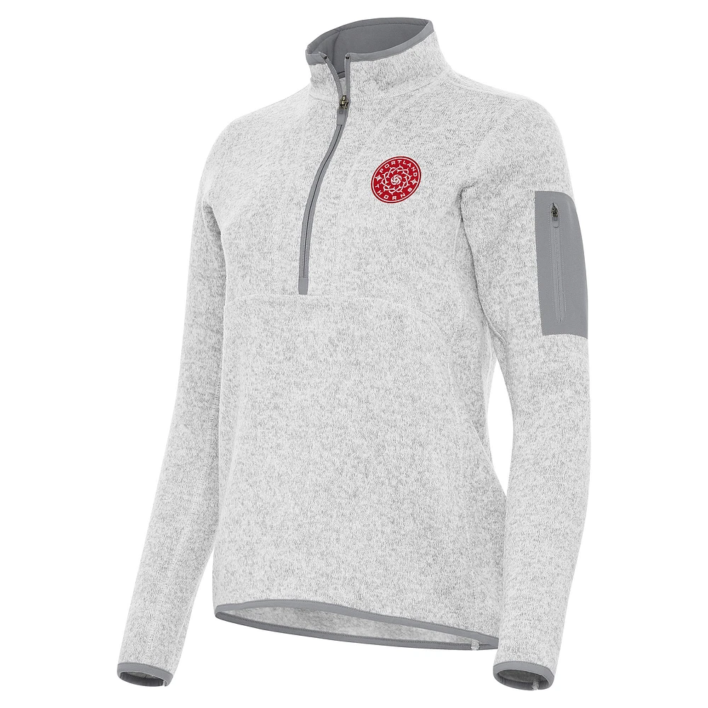 Women's Antigua Heather Gray Portland Thorns FC Fortune Half-Zip Pullover Jacket