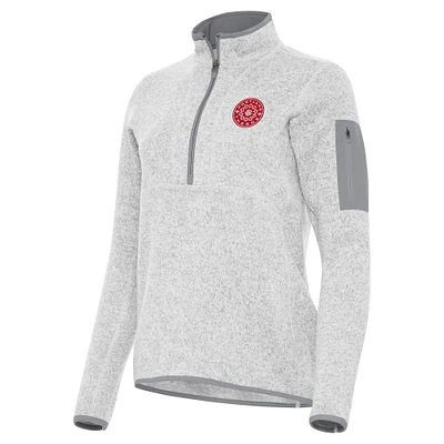 Women's Antigua Heather Gray Portland Thorns FC Fortune Half-Zip Pullover Jacket