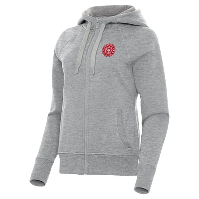 Women's Antigua Heather Gray Portland Thorns FC Victory Full-Zip Hoodie
