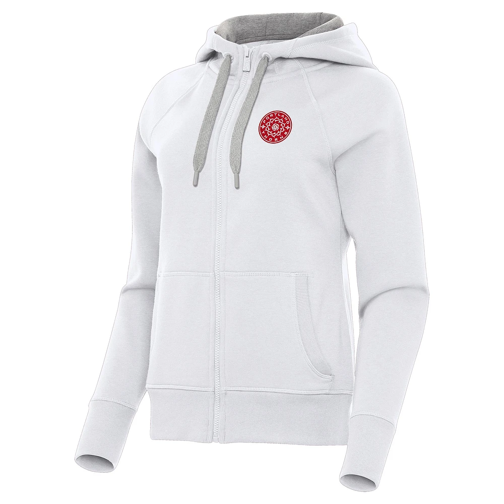 Women's Antigua White Portland Thorns FC Victory Full-Zip Hoodie