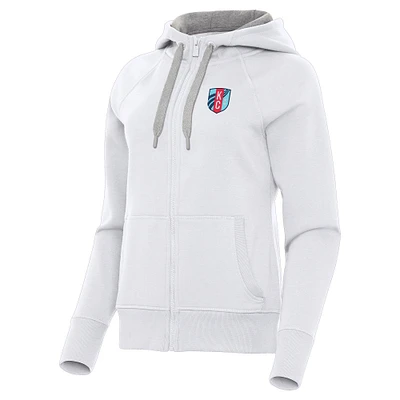 Women's Antigua White Kansas City Current Victory Full-Zip Hoodie