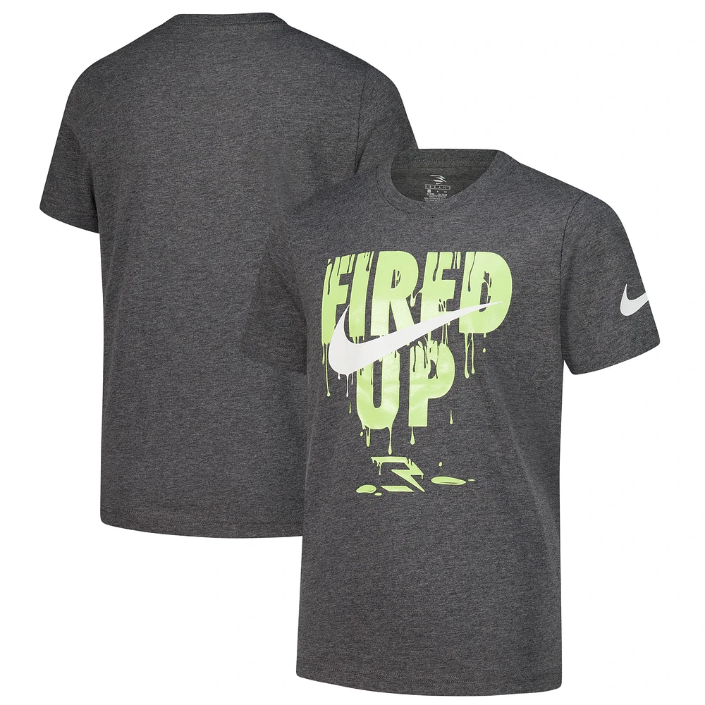 Youth Nike 3BRAND by Russell Wilson Heather Charcoal Fired Up Drip T-Shirt