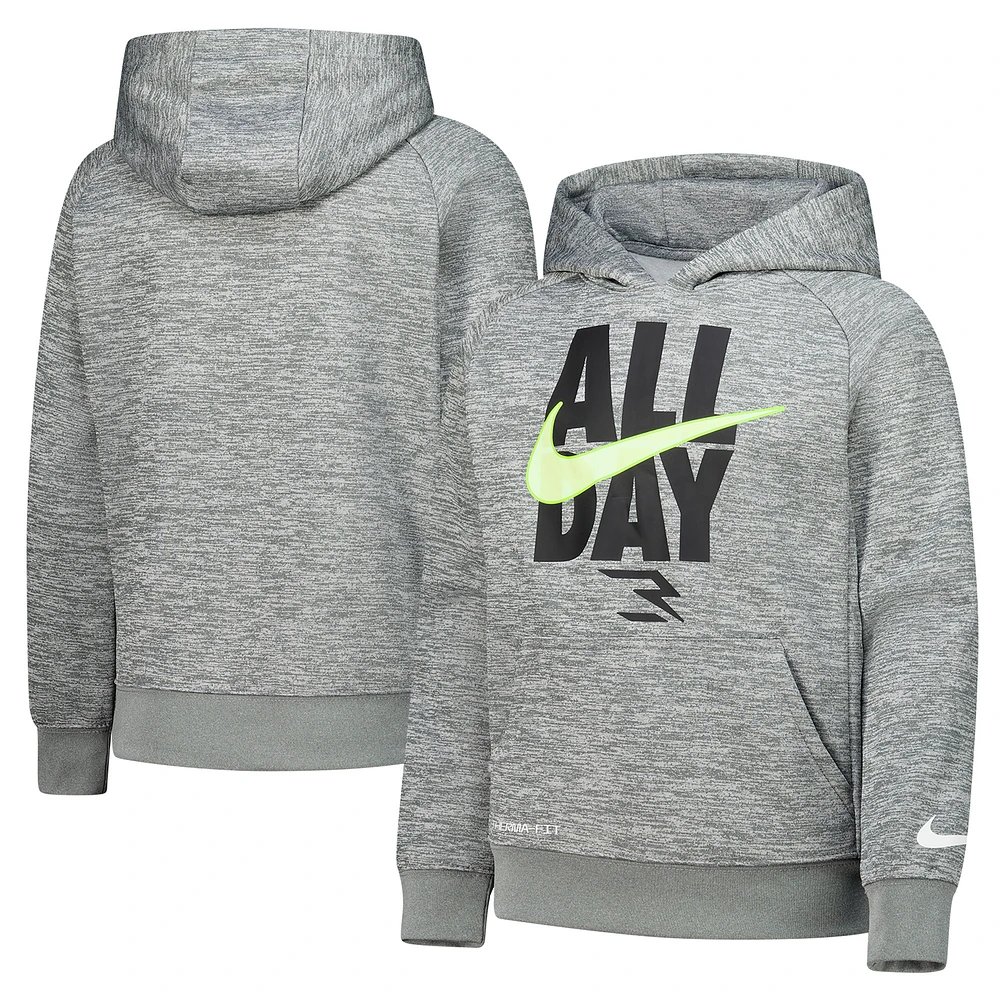 Youth Nike 3BRAND by Russell Wilson Gray All Day Performance Raglan Pullover Hoodie