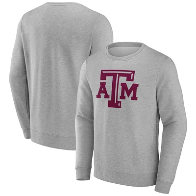 Men's Fanatics Heather Gray Texas A&M Aggies Applique Fleece Pullover Sweatshirt