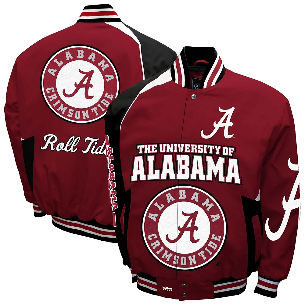 Men's Franchise Club Crimson Alabama Tide Spirit Cotton Twill Full-Snap Jacket