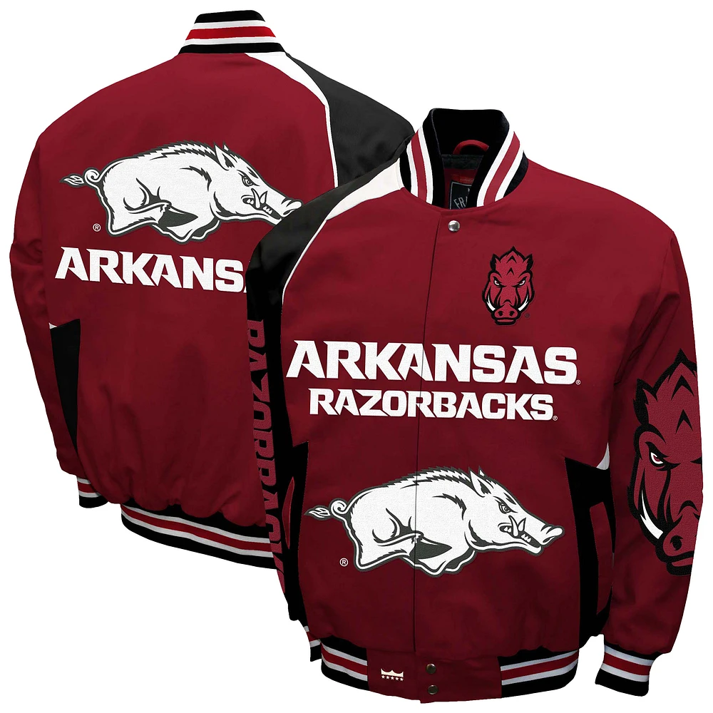 Men's Franchise Club Cardinal Arkansas Razorbacks Spirit Cotton Twill Full-Snap Jacket