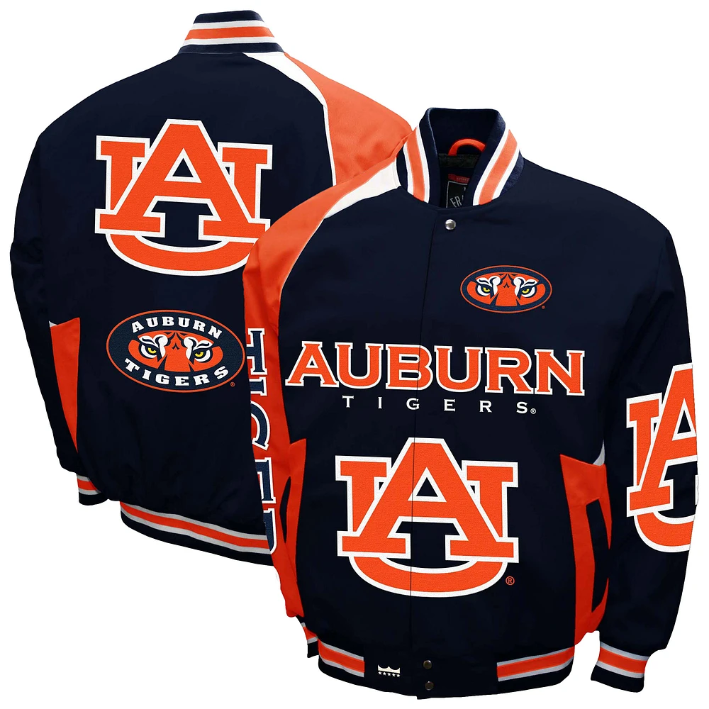 Men's Franchise Club Navy Auburn Tigers Spirit Cotton Twill Full-Snap Jacket