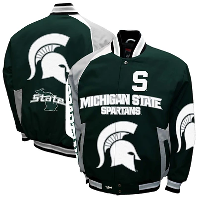 Men's Franchise Club Green Michigan State Spartans Spirit Cotton Twill Full-Snap Jacket