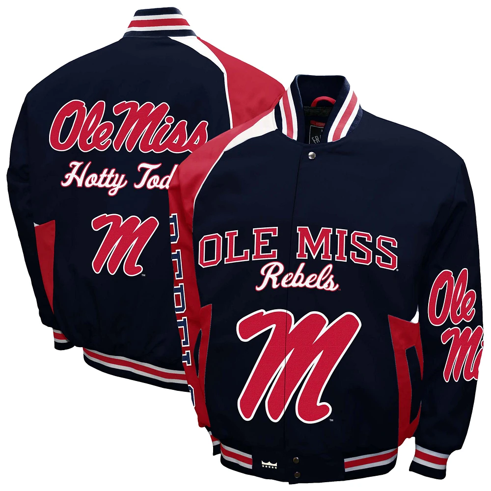 Men's Franchise Club Navy Ole Miss Rebels Spirit Cotton Twill Full-Snap Jacket