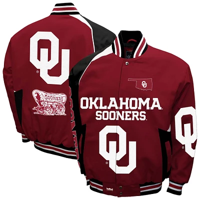 Men's Franchise Club Crimson Oklahoma Sooners Spirit Cotton Twill Full-Snap Jacket