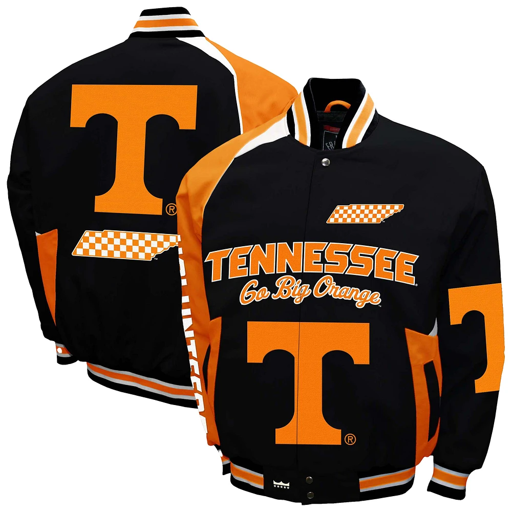 Men's Franchise Club Black Tennessee Volunteers Spirit Cotton Twill Full-Snap Jacket