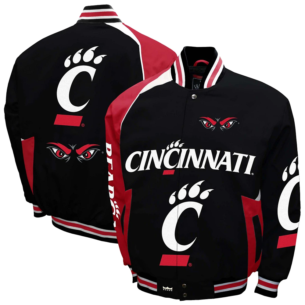 Men's Franchise Club Black Cincinnati Bearcats Spirit Cotton Twill Full-Snap Jacket