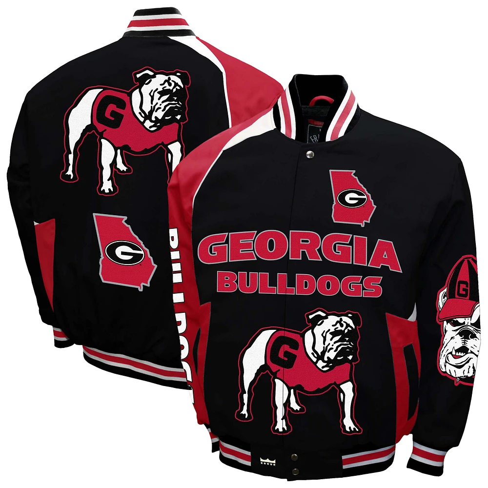 Men's Franchise Club Black Georgia Bulldogs Spirit Cotton Twill Full-Snap Jacket