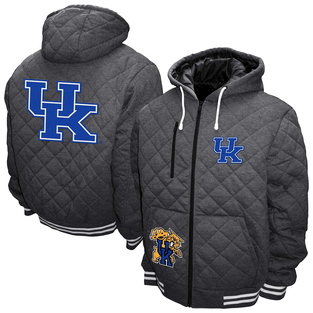 Men's Franchise Club Gray Kentucky Wildcats Diamond Quilted Full-Zip Hoodie Jacket