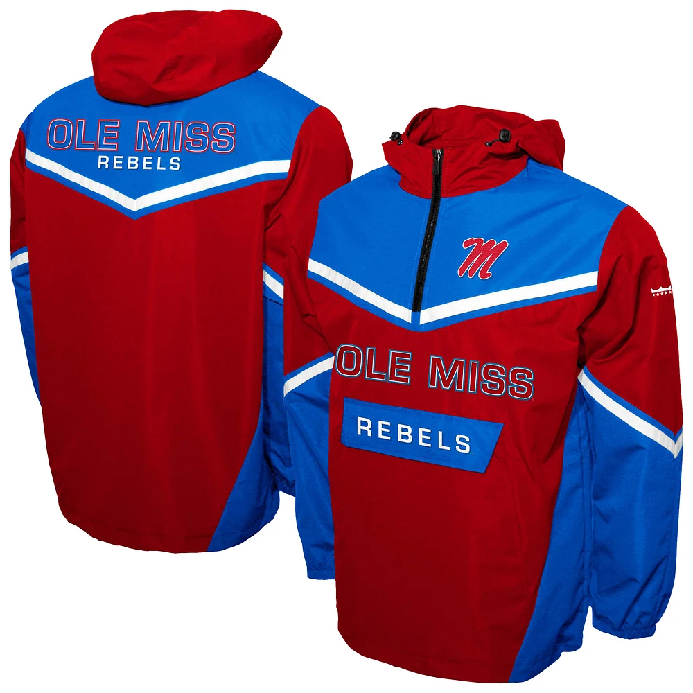 Men's Franchise Club Red Ole Miss Rebels Action Anorak Half-Zip Jacket