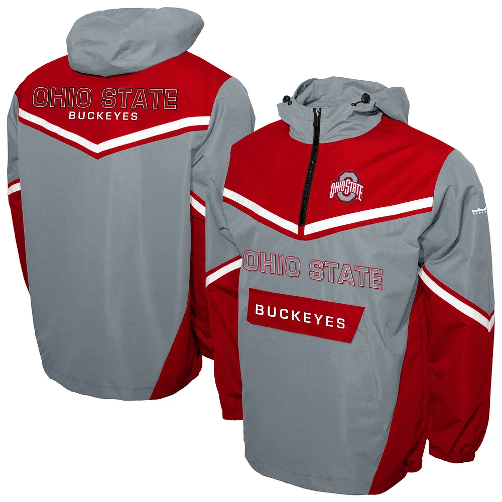 Men's Franchise Club Gray Ohio State Buckeyes Action Anorak Half-Zip Jacket