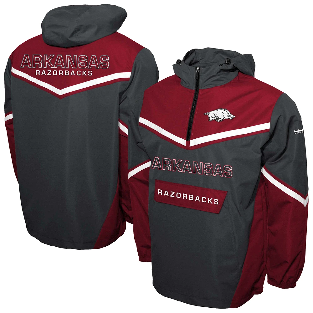 Men's Franchise Club Gray Arkansas Razorbacks Action Anorak Half-Zip Jacket