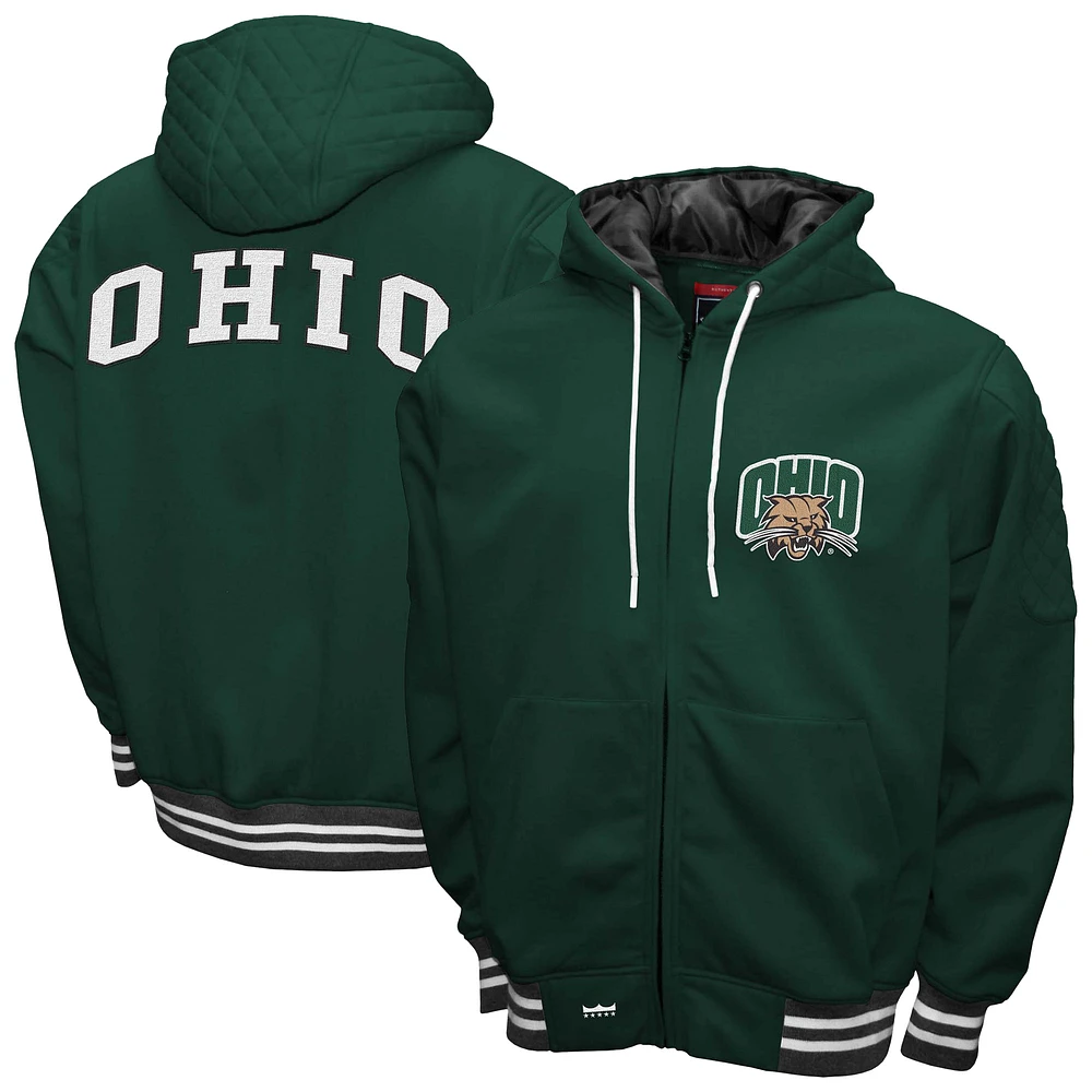 Men's Franchise Club Green Ohio Bobcats Grind Full-Zip Hoodie Jacket