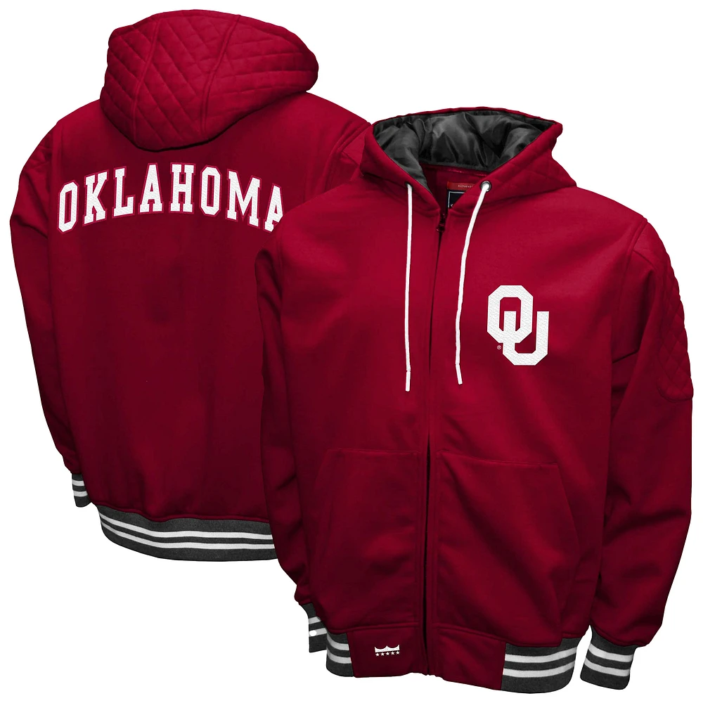 Men's Franchise Club Crimson Oklahoma Sooners Grind Full-Zip Hoodie Jacket