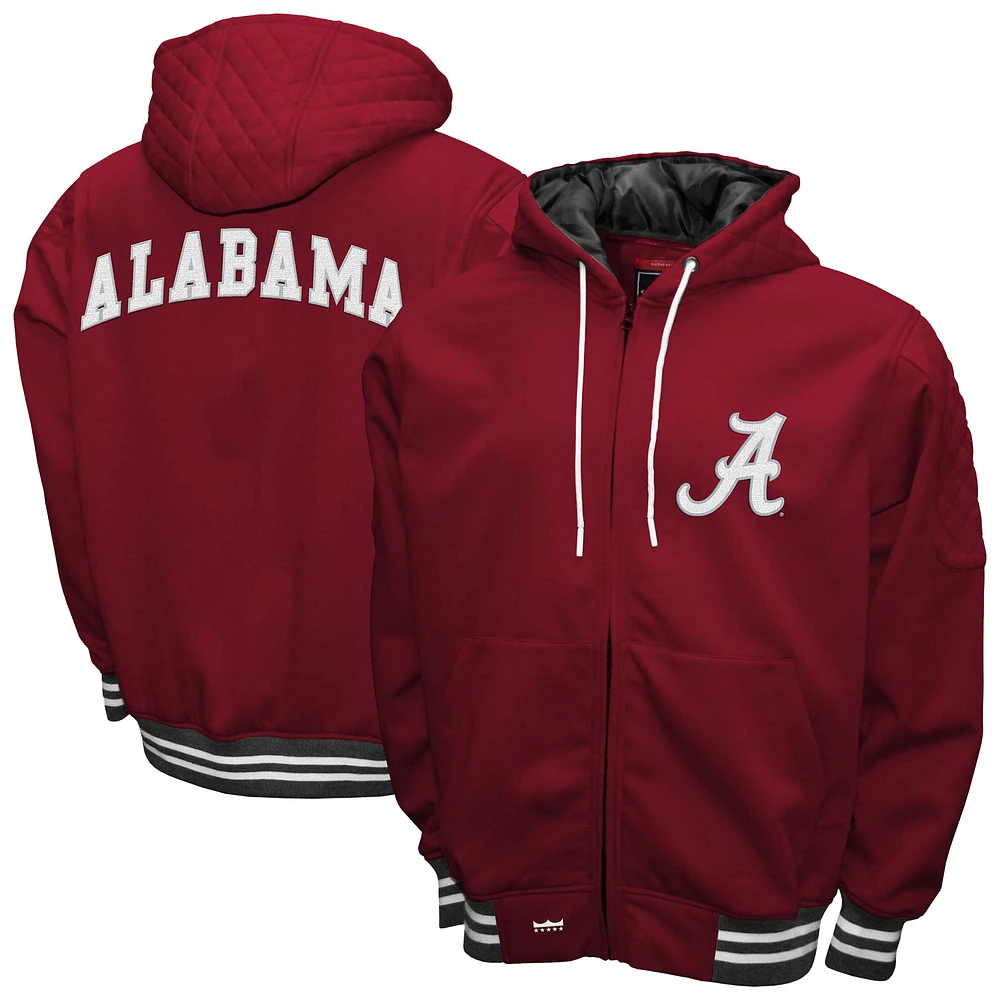 Men's Franchise Club Crimson Alabama Tide Grind Full-Zip Hoodie Jacket