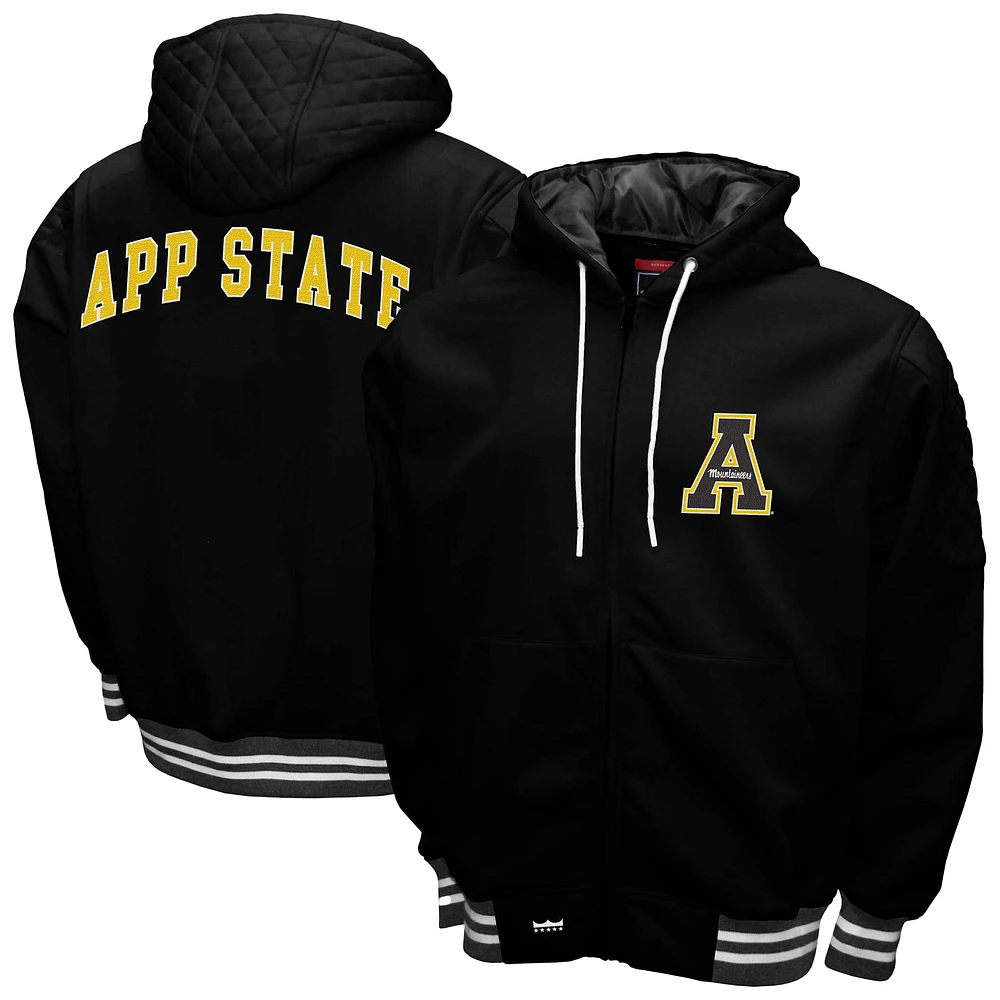 Men's Franchise Club Black Appalachian State Mountaineers Grind Full-Zip Hoodie Jacket