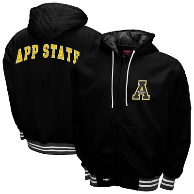 Men's Franchise Club Black Appalachian State Mountaineers Grind Full-Zip Hoodie Jacket