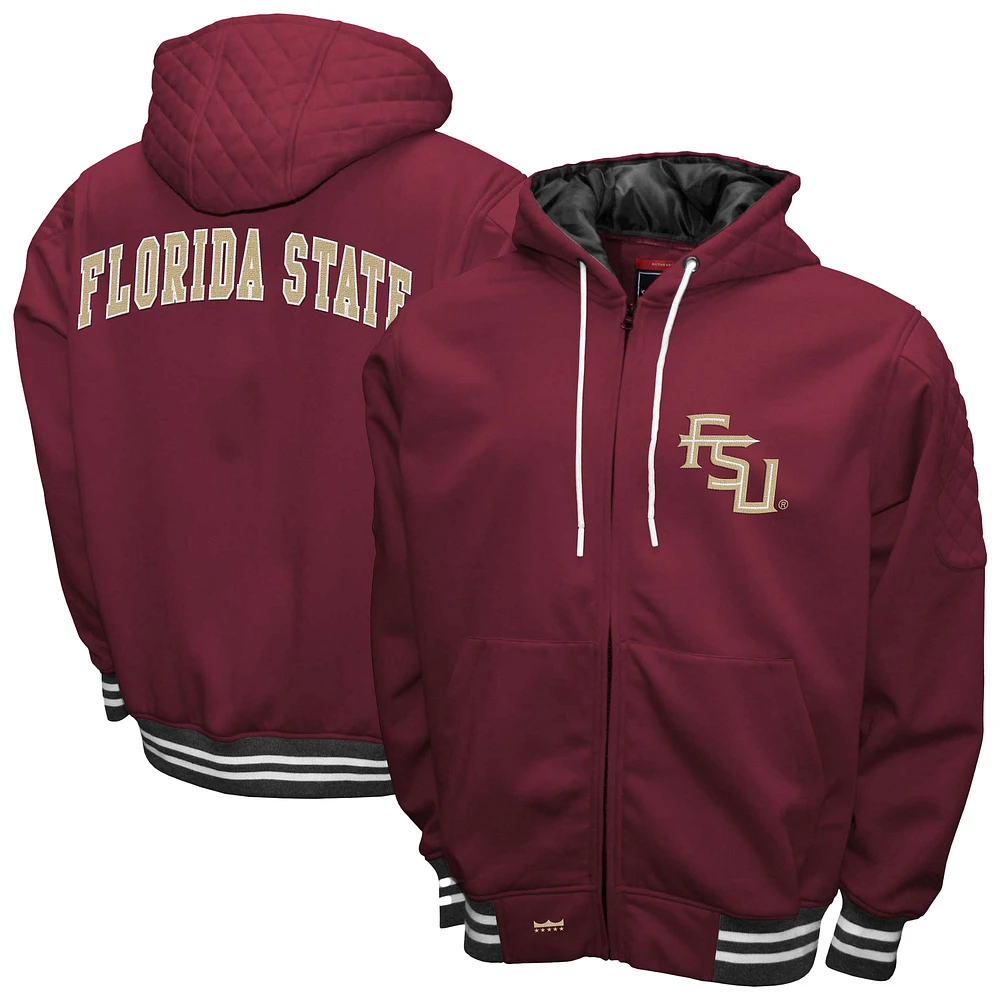 Men's Franchise Club Garnet Florida State Seminoles Grind Full-Zip Hoodie Jacket