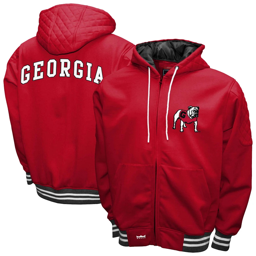 Men's Franchise Club Red Georgia Bulldogs Grind Full-Zip Hoodie Jacket