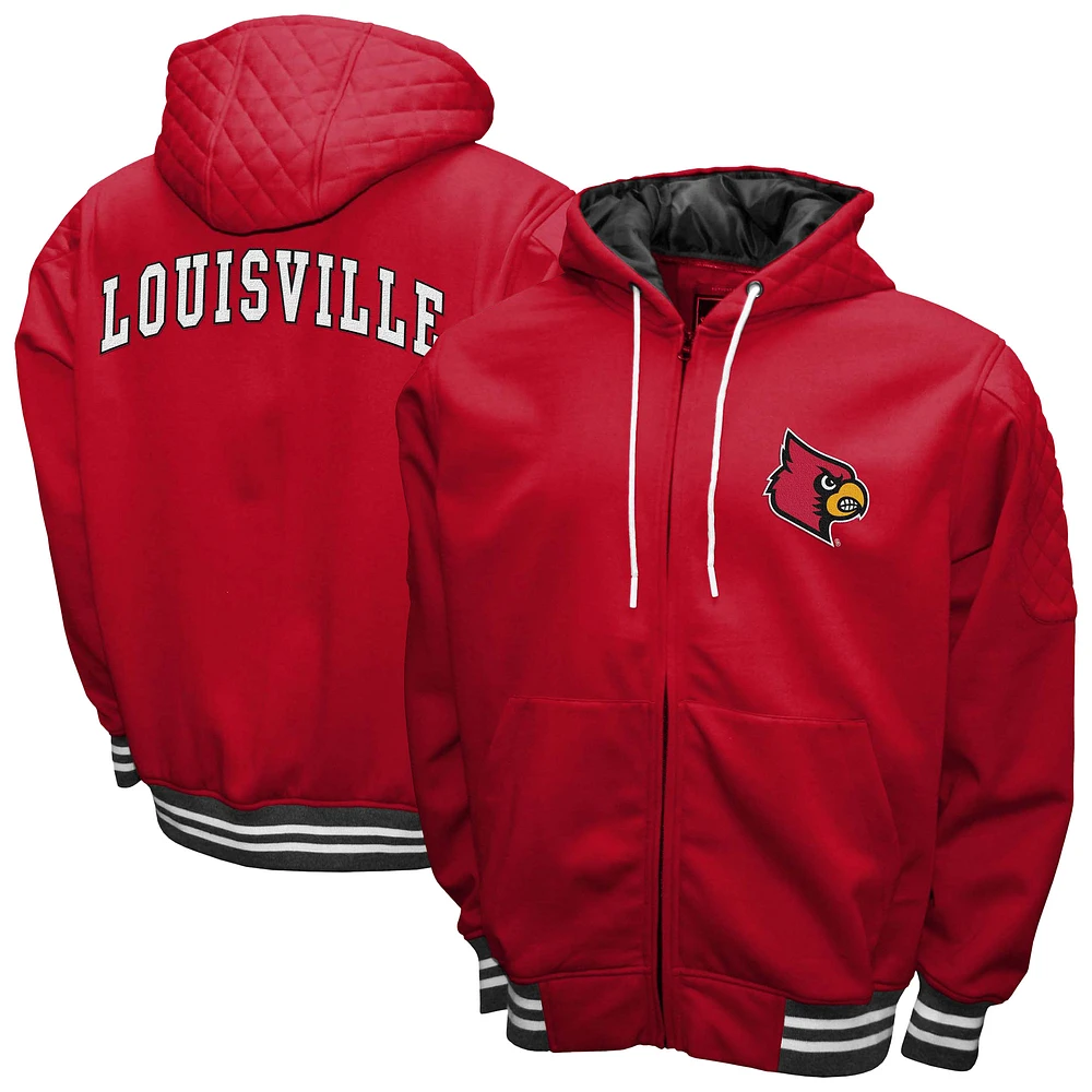 Men's Franchise Club Red Louisville Cardinals Grind Full-Zip Hoodie Jacket